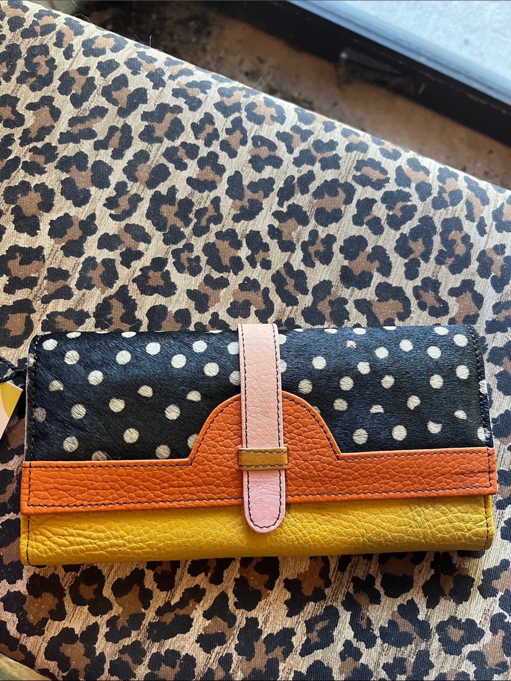 Soruka Colorblock Polka Dot Wallet Barcelona leather